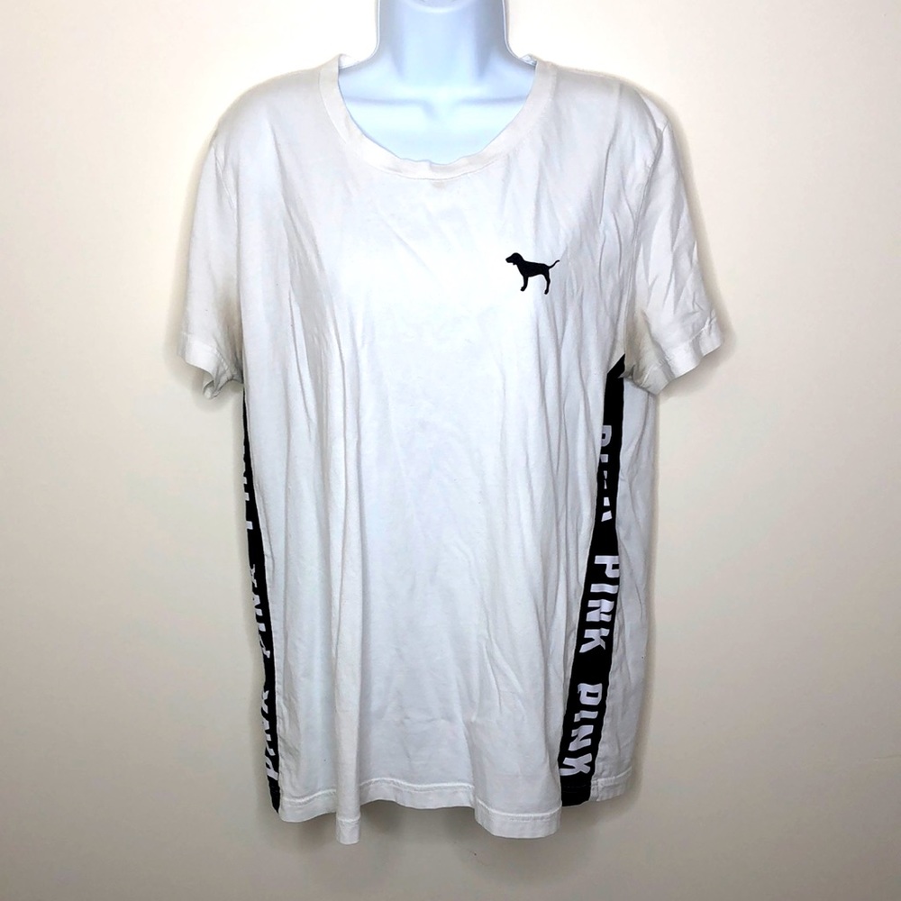 PINK Victoria's Secret Boxy White and Black Tee